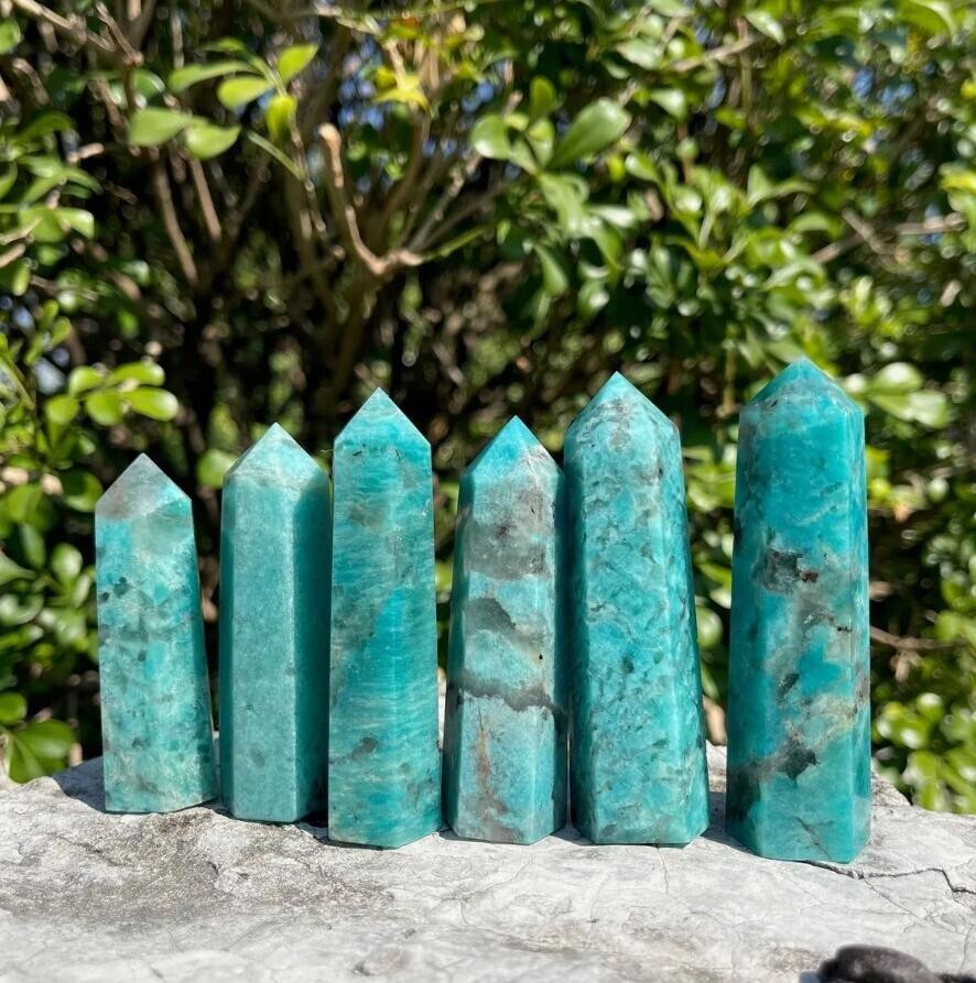 Amazonite Crystal Wand Obelisk Chakra Healing Witch Tower Point Home Decor Gift