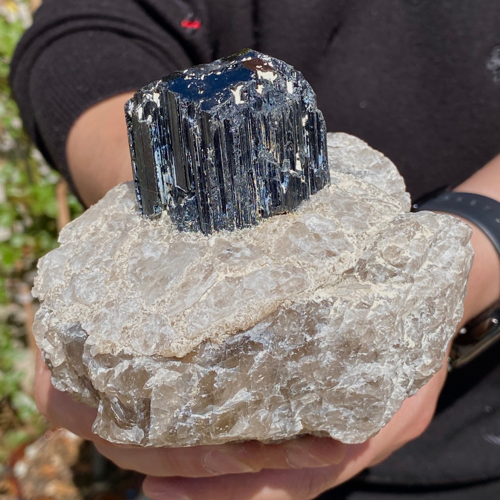 1.77LB Natural black tourmaline crystal gemstone rough mineral specimen
