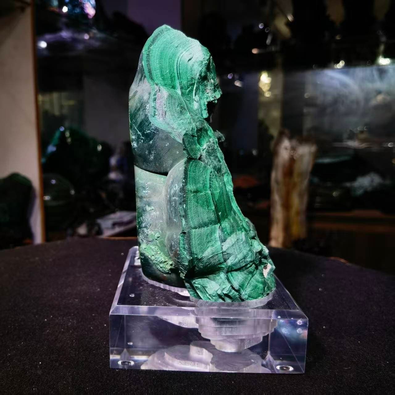 3.96LB Top Natural Malachite Quartz Mineral Specimen Crystal Healing + stand