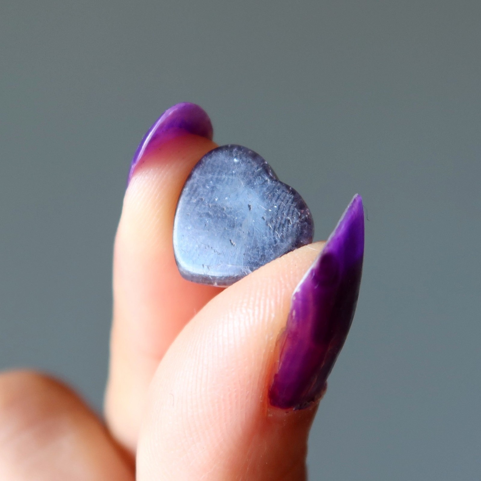 Iolite Heart Grid Crystal Sparkling Dream Mandala Miniature Gemstone Indigo