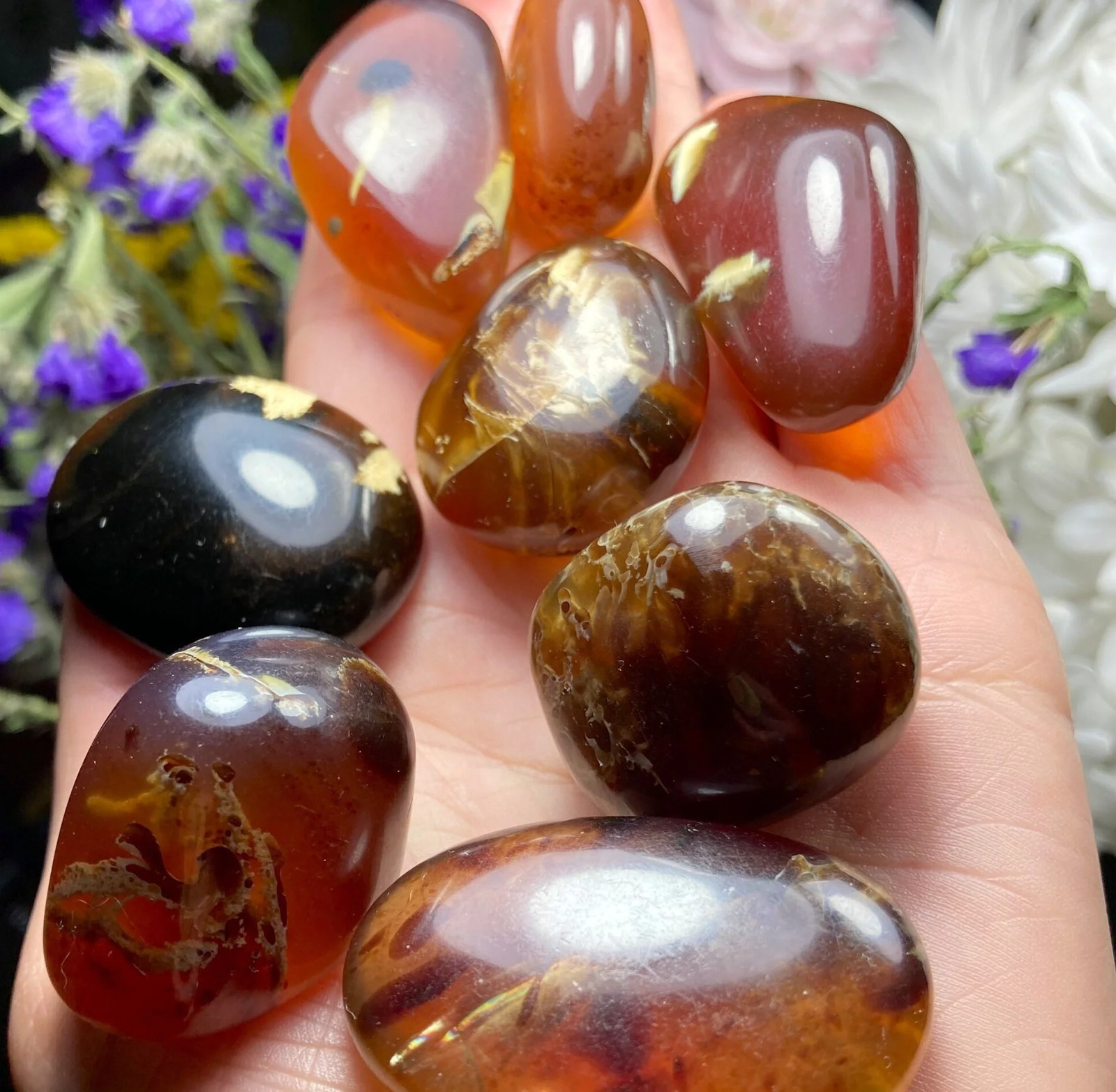 Blue Amber Specimen, Polished Amber from Indonesia