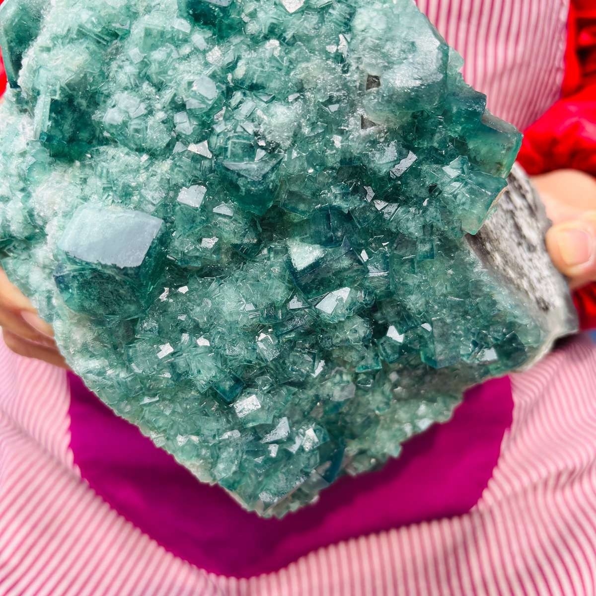 5.83LB Natural Green Fluorite Crystal Cluster Cubic Fluorite Specimen healing