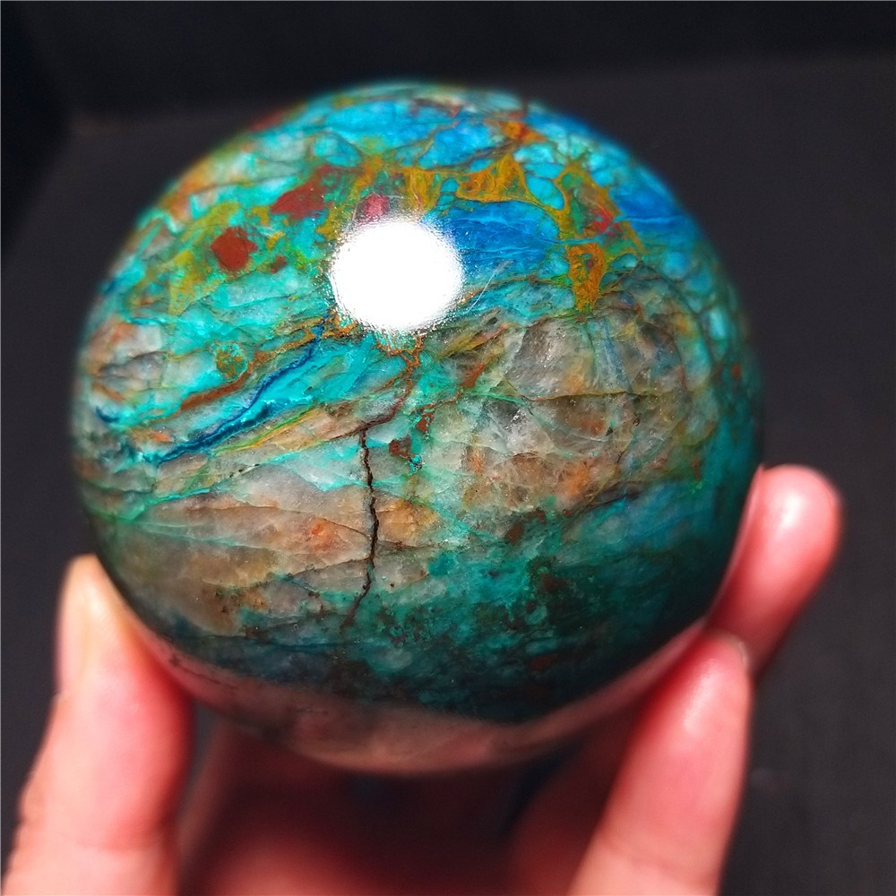 RARE 385.5G Natural Malachite Turquoise Blue Copper Ore Symbiotic Ball QQ200