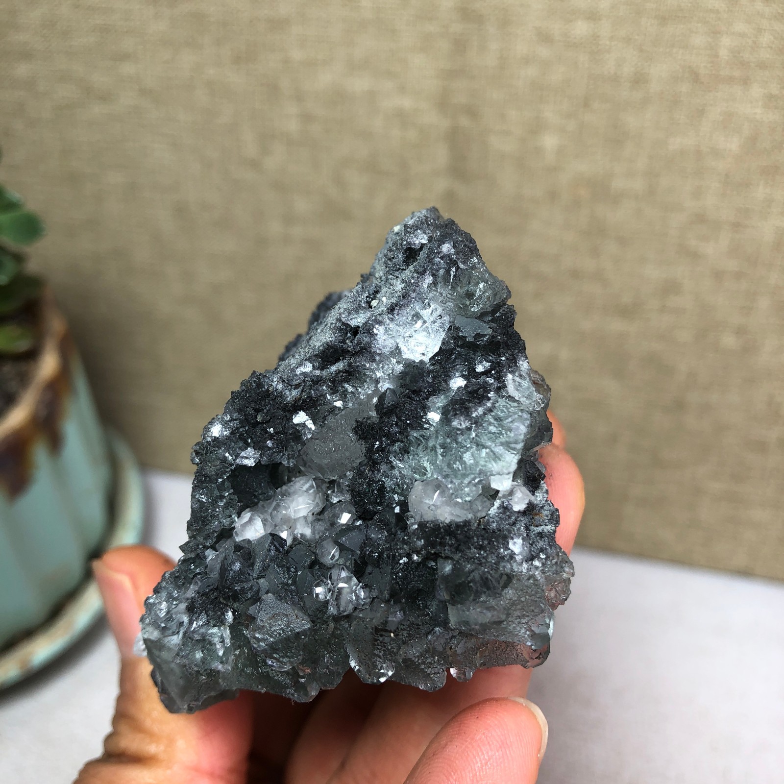 105g NATURAL Green Cubic FLUORITE Crystal Cluster Mineral Specimen A4731