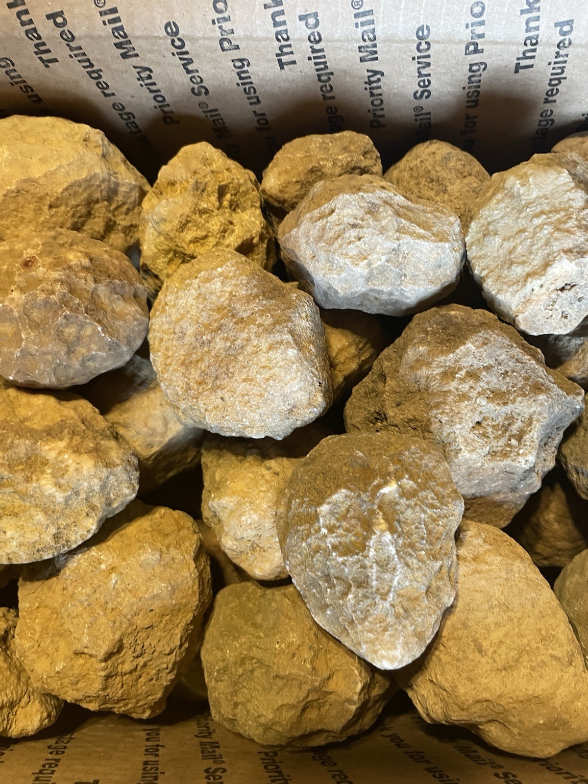 BOX OF KENTUCKY GEODES:45-2” TO 2 1/2” LAPIDARY!