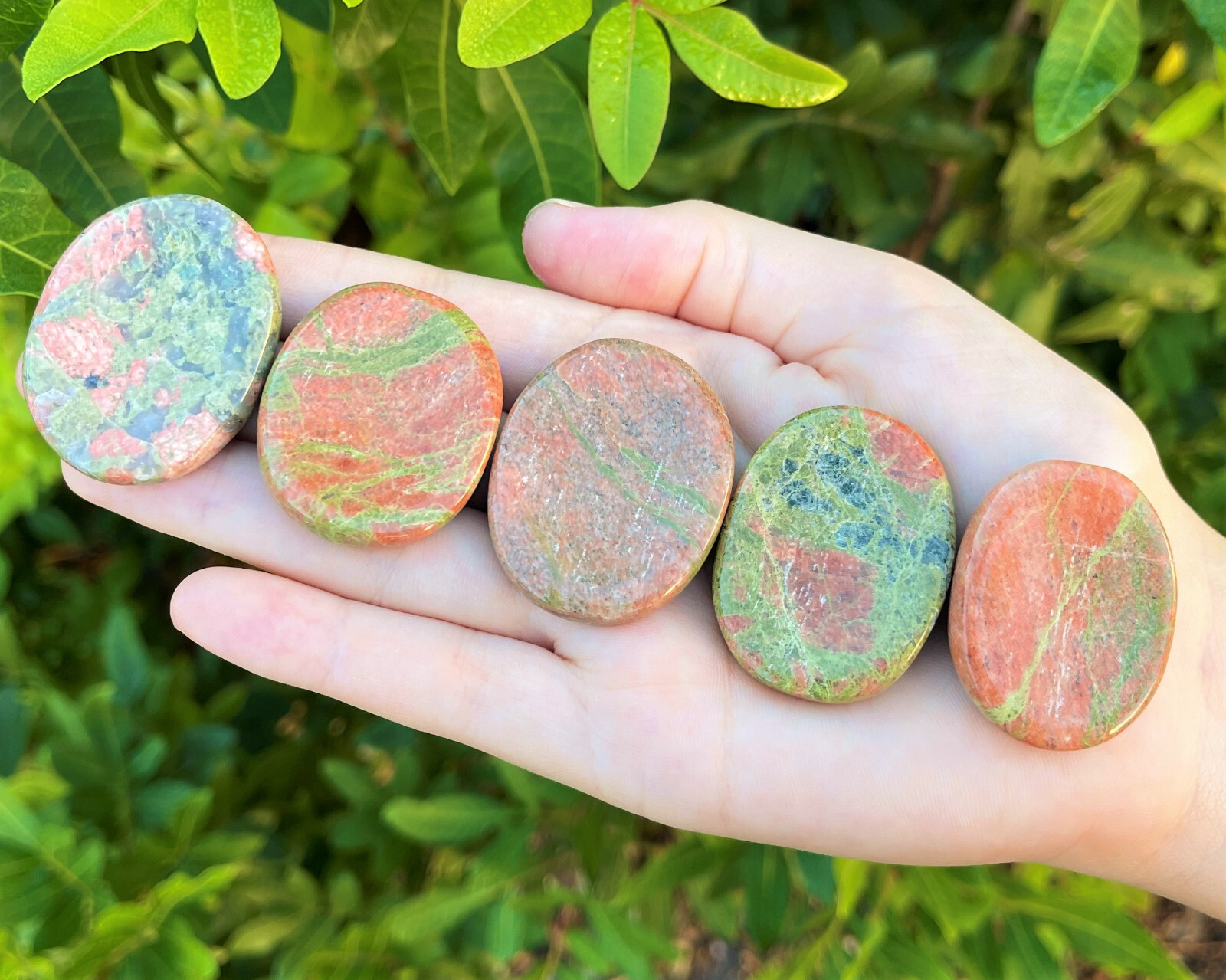 Unakite Worry Stone (Smooth Polished Pocket Gemstone, Unakite Palm Stone)