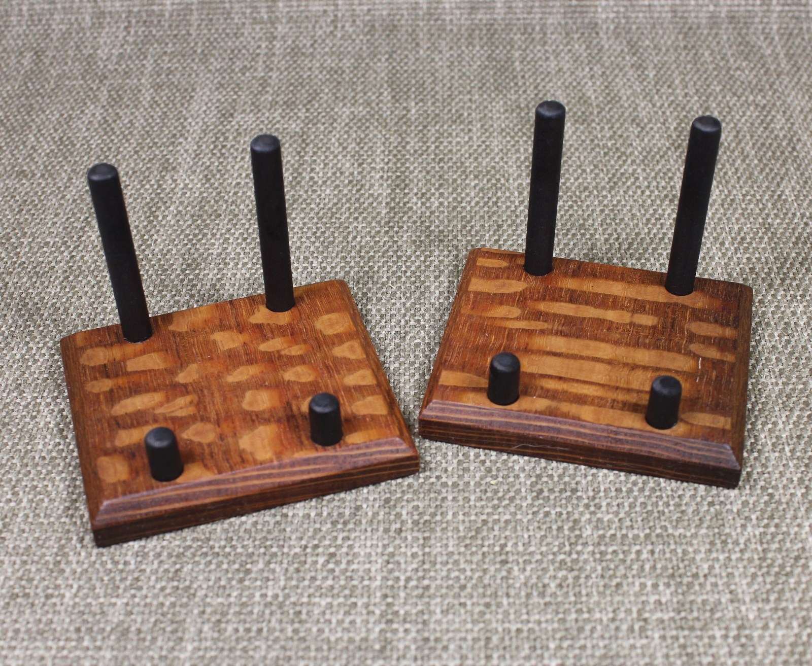 (2) EXOTIC LACEWOOD MINERAL DISPLAY STANDS. FURNITURE FOR YOUR EXOTIC MINERALS!