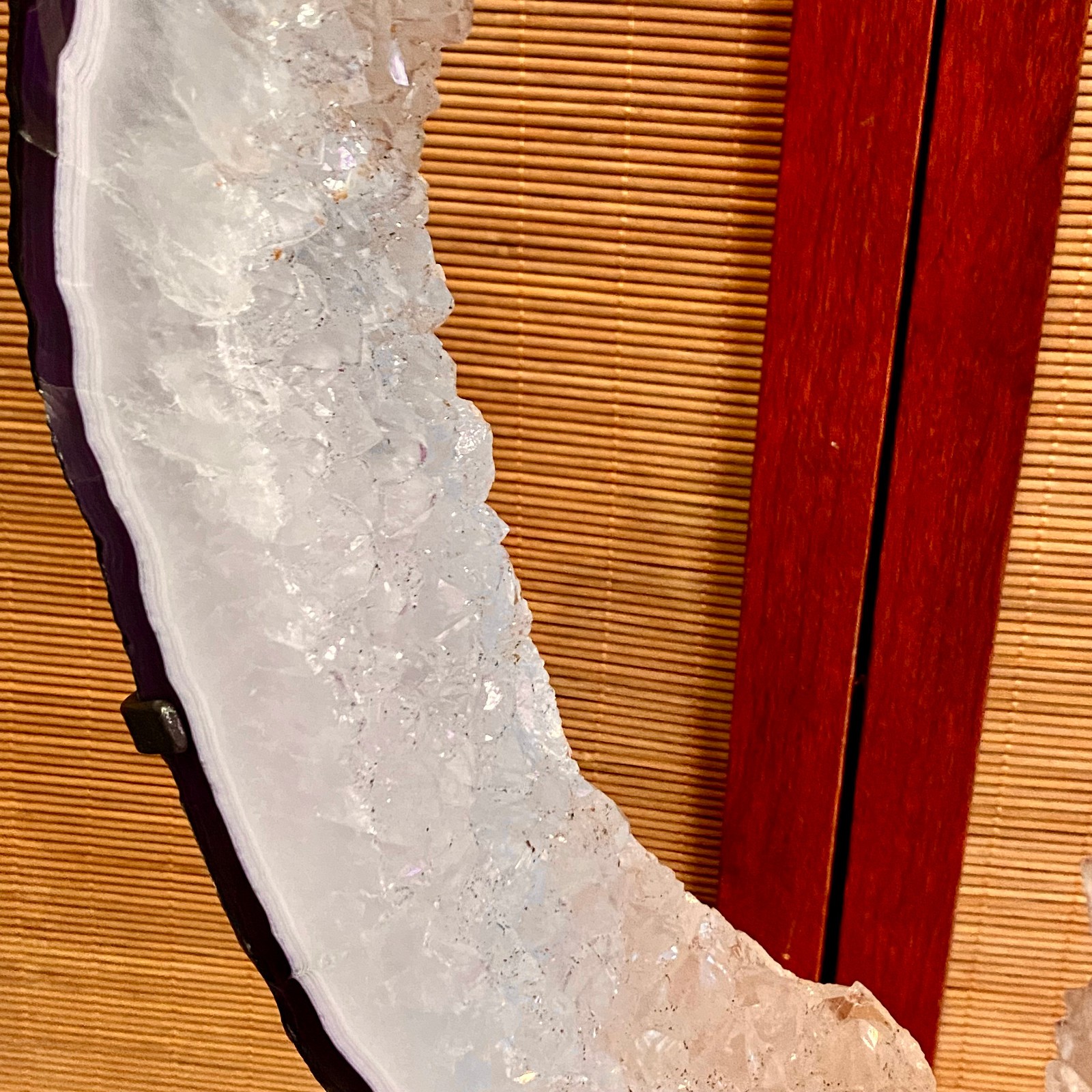 11.13LB Natural Amethyst Cave Crystal Slice Crescent shaped Hand Cut Repai