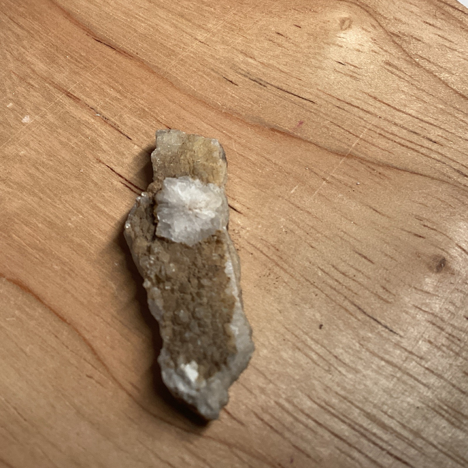 White Crystal Mineral Specimen on Brown Matrix for Display and Collection.n2