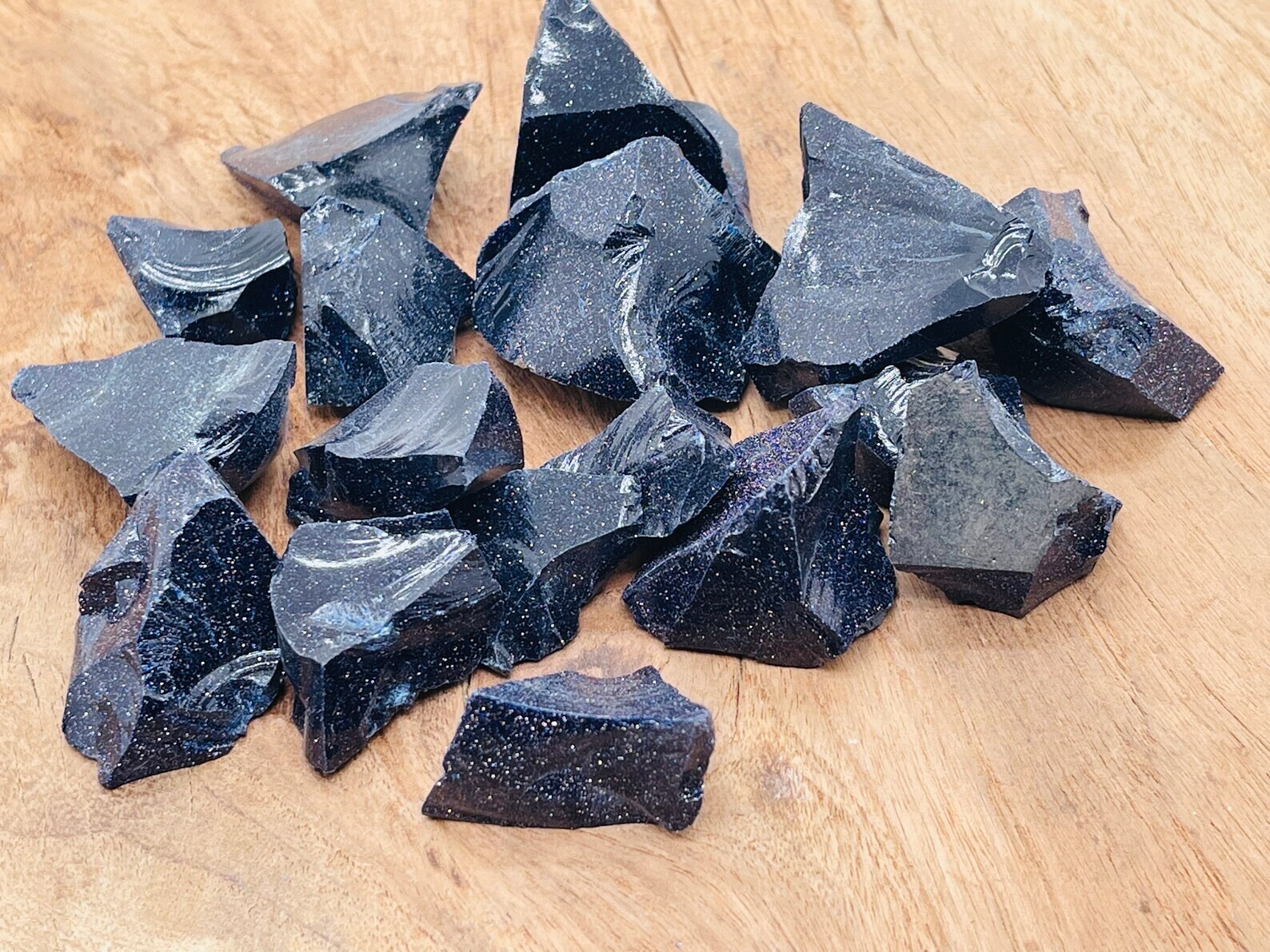 3PCS Raw Blue Goldstone Rough Crystal Chunks Mineral Rocks Specimens Gifts DIY