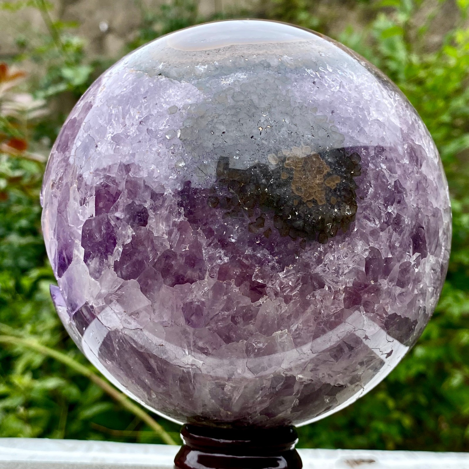 5.9LB Natural Amethyst Agate Sphere Polished Healing Crystal Ball Home Fe