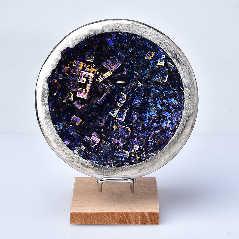 Gorgeous Rainbow Bismuth Geode Bowl Ornament Home Decor With Stand Collecting