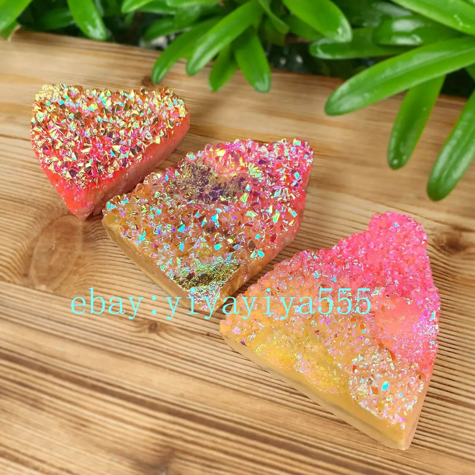 Raw Angel Aura Pink Yellow Cluster Titanium Geode Quartz Crystal VUG Specimens