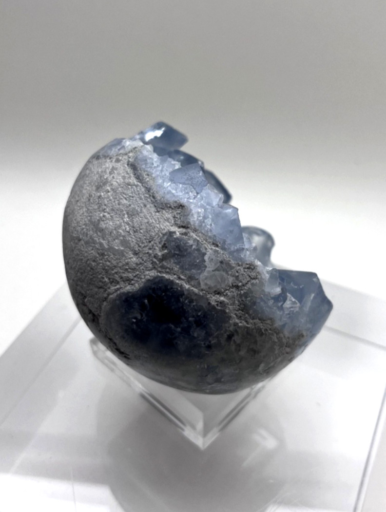 Natural Blue Celestite Crystal Geode Cluster Sphere Specimen, 1 lb 4oz, 3″