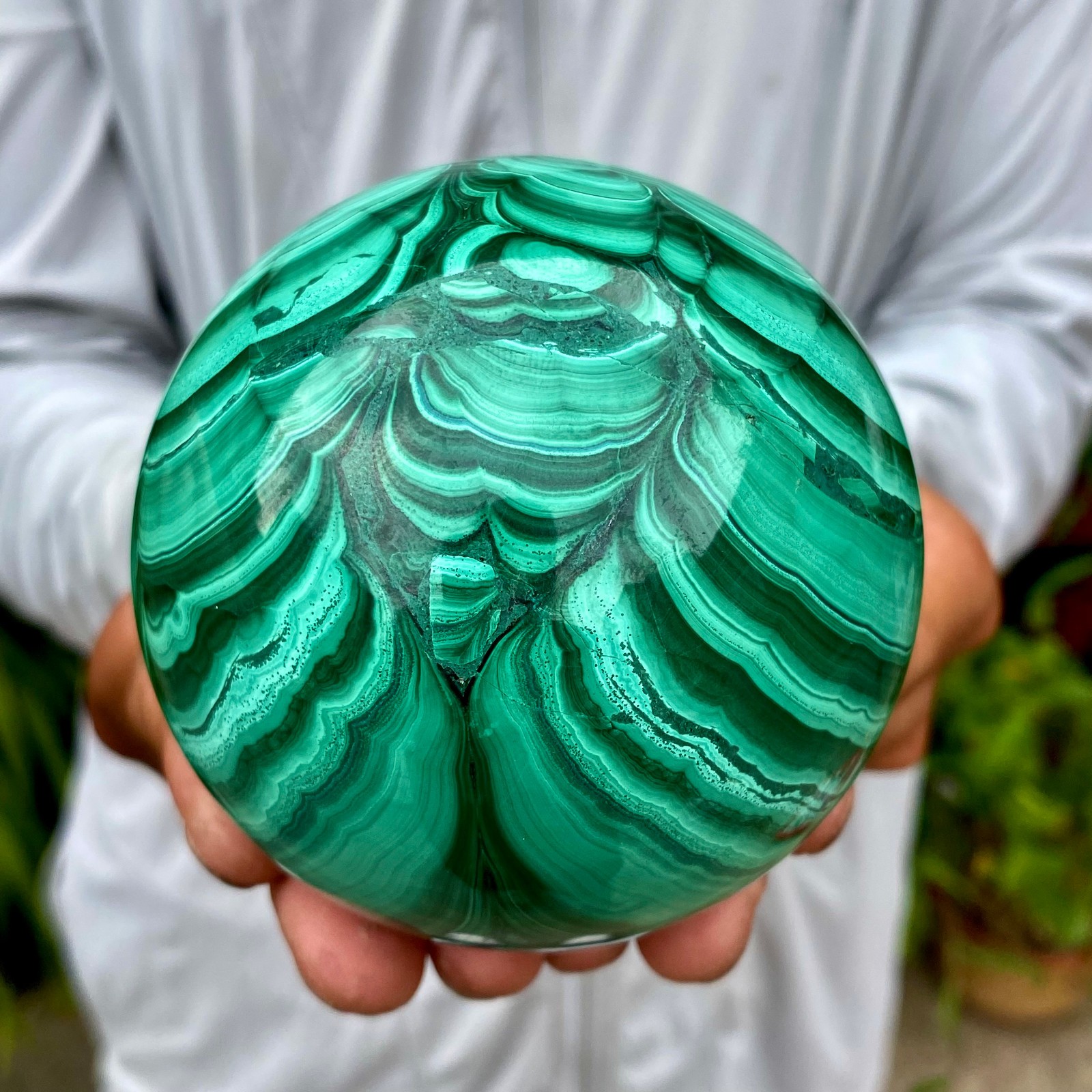 2.51LB Rare Natural Malachite quartz hand Carved sphere Crystal Healing Gem ball