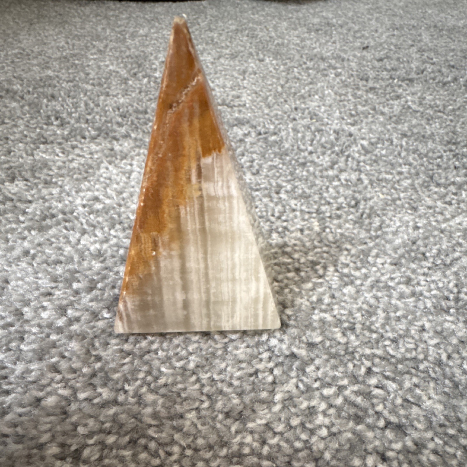Brown and White Onyx Pyramid Crystal Display Specimen 3 Inches