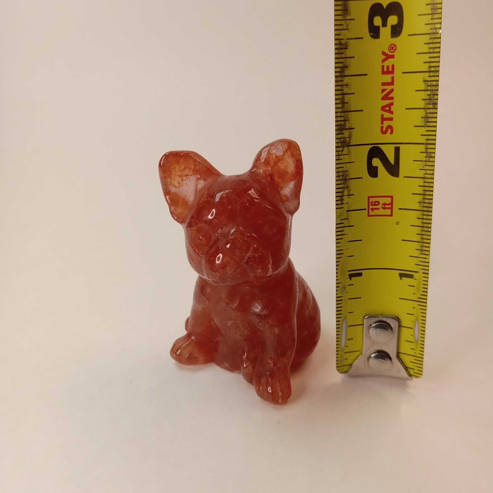 French Bulldog Carving in Golden Healer Quartz 54g Crystal Figurine I8
