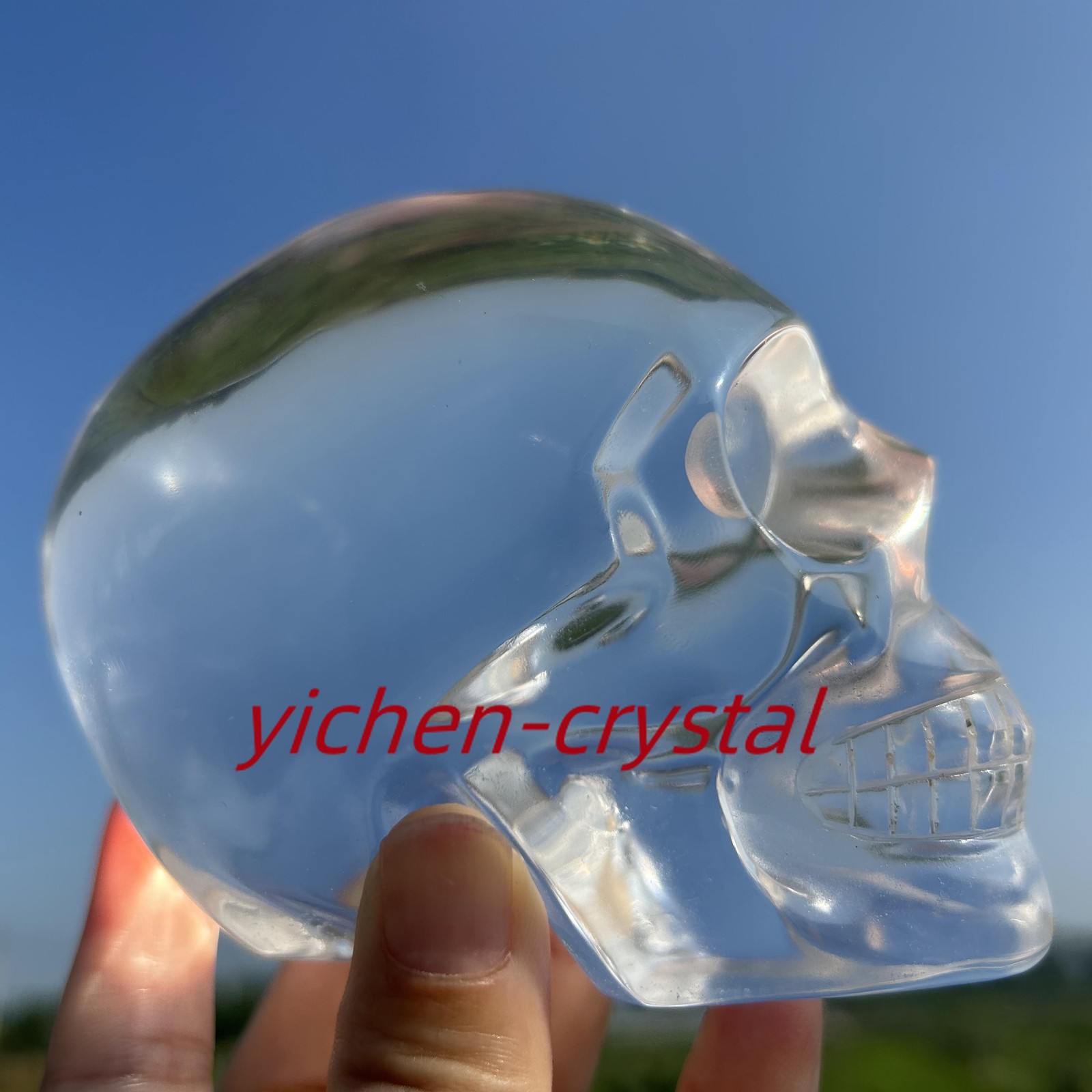 850G+ Large Smelting Stone Hand Carved Quartz Crystal Skull Reiki Heal Gift 1pc
