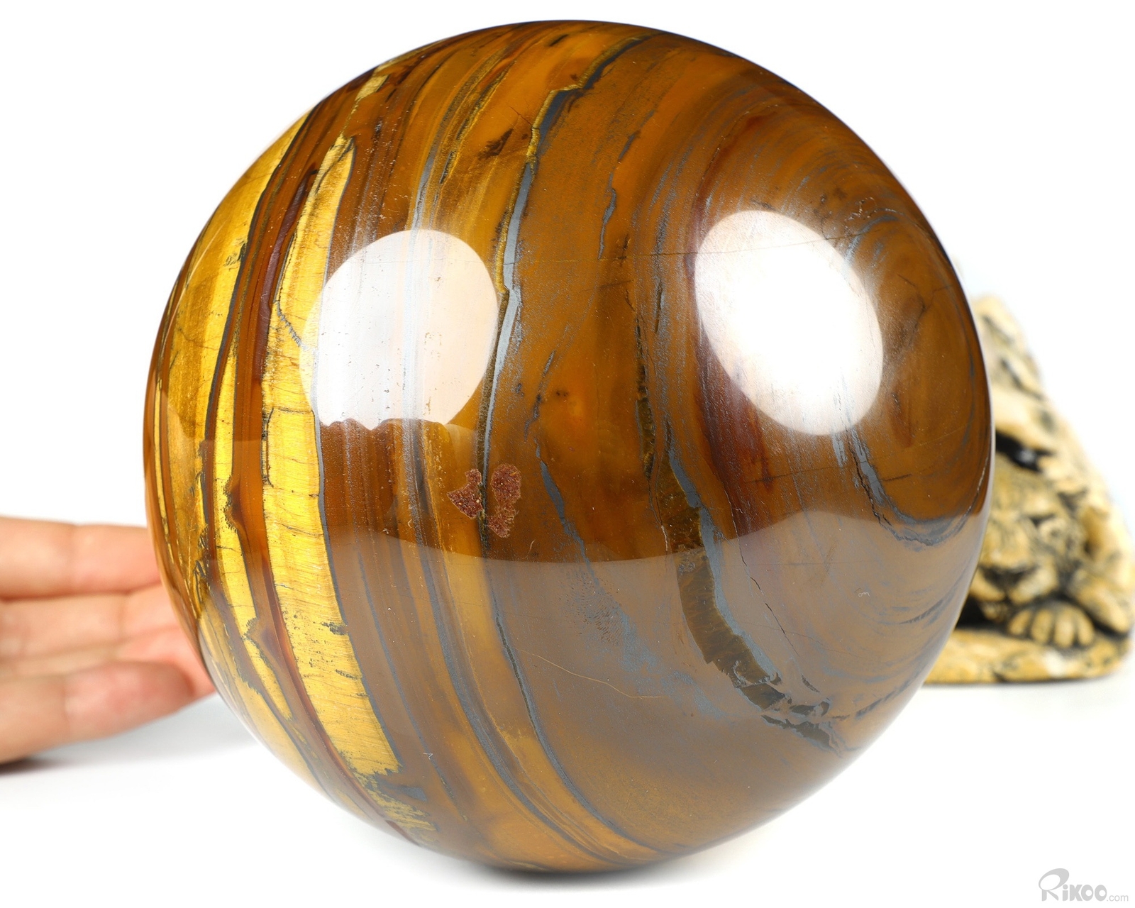 5.7″ Tiger Iron Eye Hand Carved Crystal Ball/Sphere, Crystal Healing