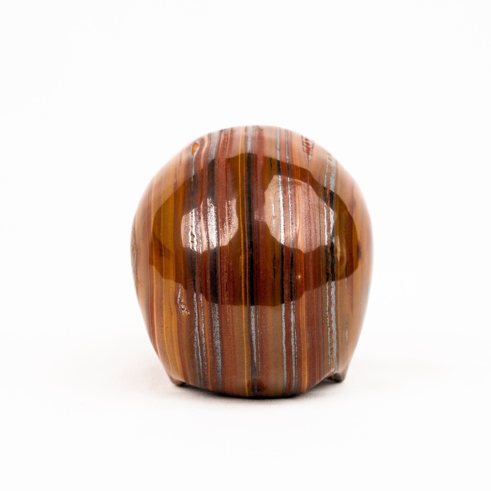 Red Iron Tigers Eye Skull – Hand Carved 4.25″ Jawless Crystal Skull
