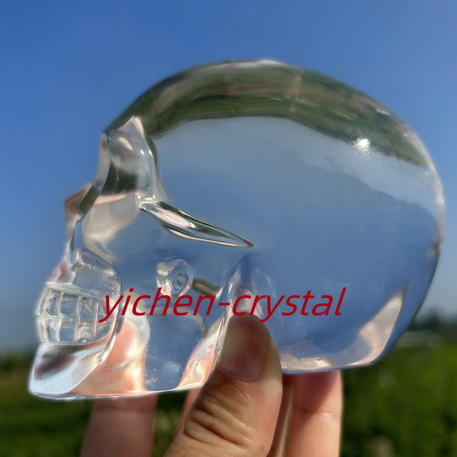 850G+ Large Smelting Stone Hand Carved Quartz Crystal Skull Reiki Heal Gift 1pc