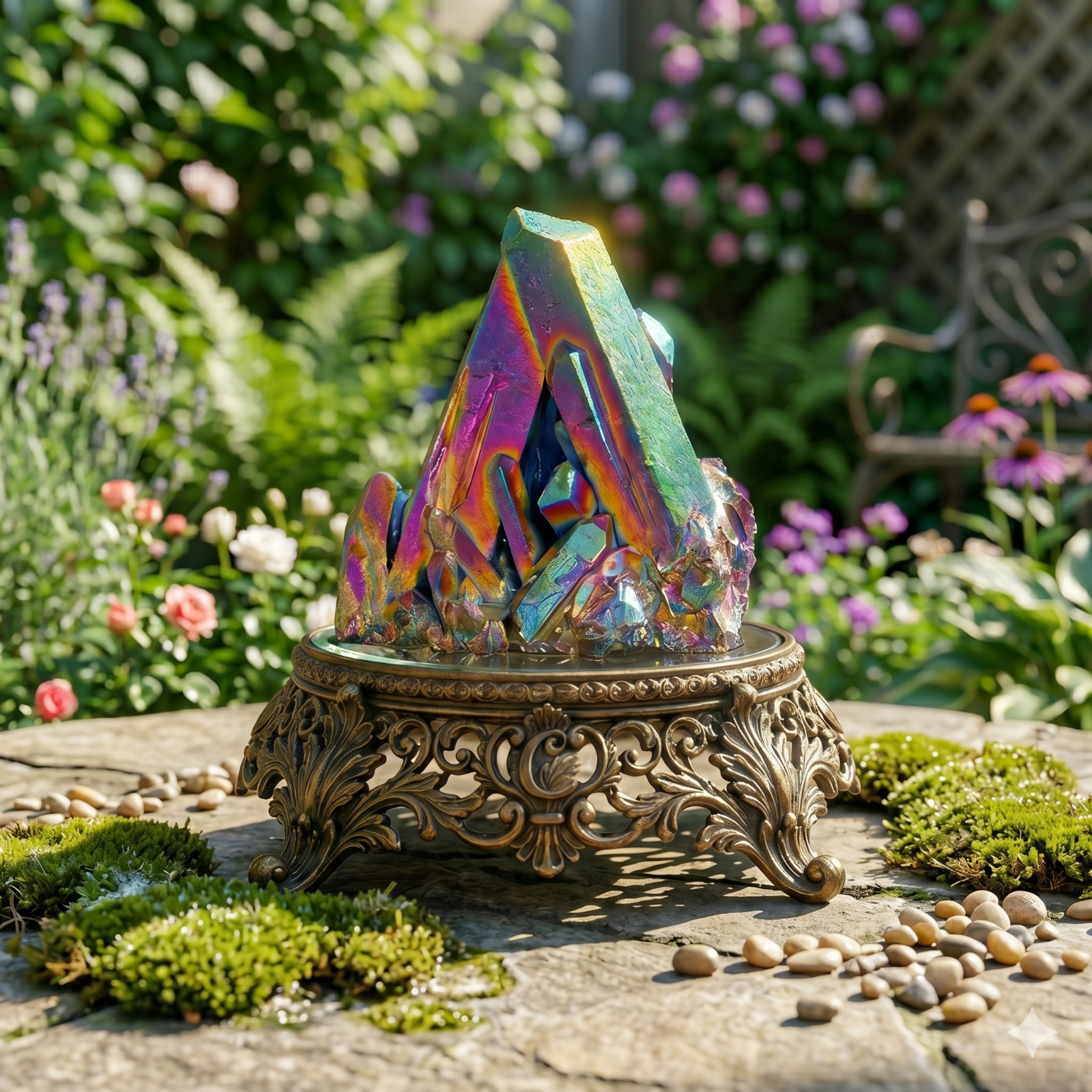 Natural Rainbow Aura Crystal Cluster Unique Birthday Gift For Collector Soulmate
