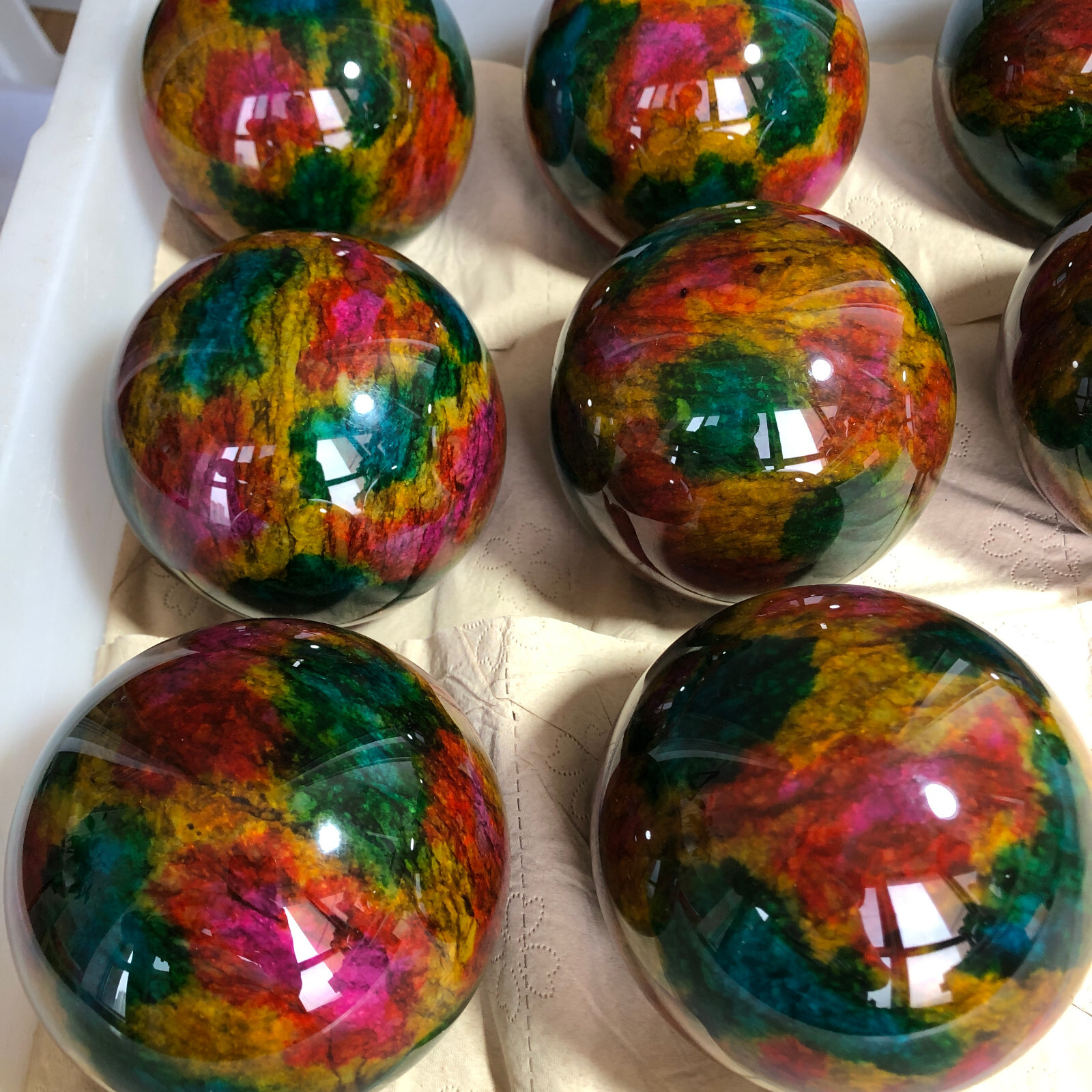 1pcs Natural “Seven Colors Jade” sphere flat bottom specimen Taiwan China 99mm
