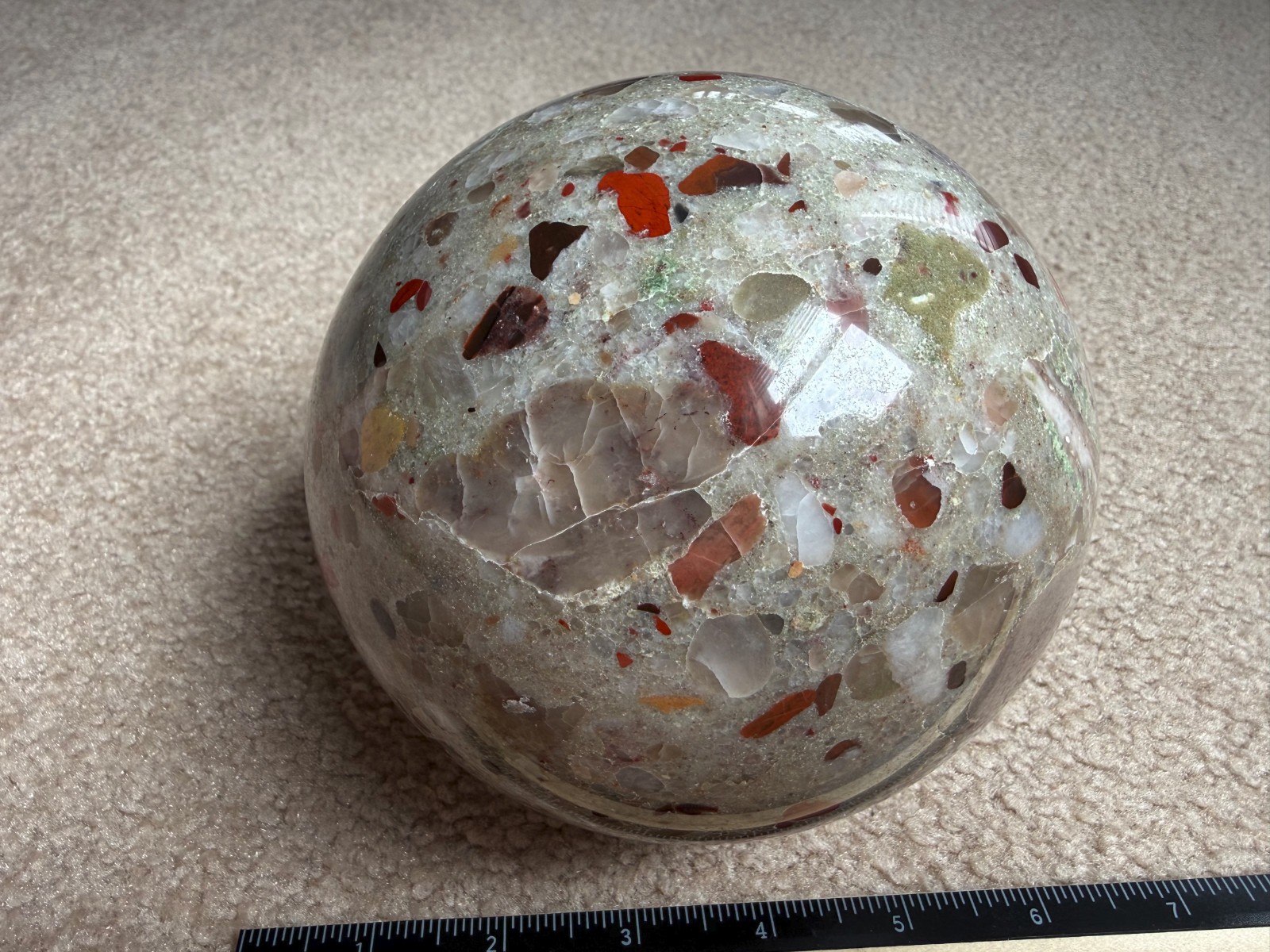 8.75lb Michigan Puddingstone Pudding Stone 5 1/2″ custom made beautiful SPHERE