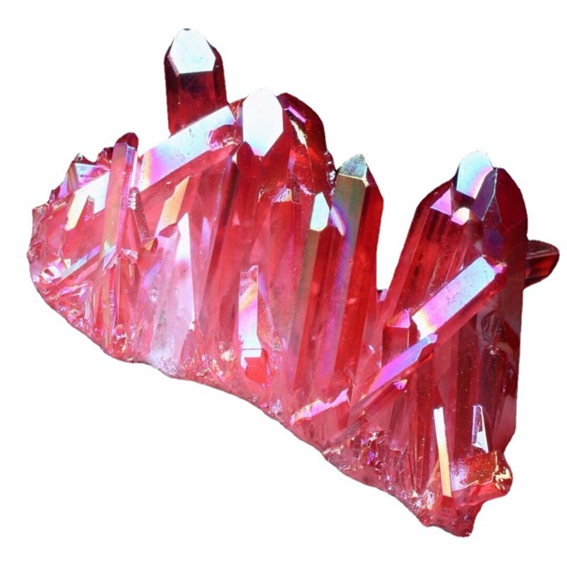 100g Natural Quartz Crystal Cluster Aura Red Titanium Stone Electroplate Mineral