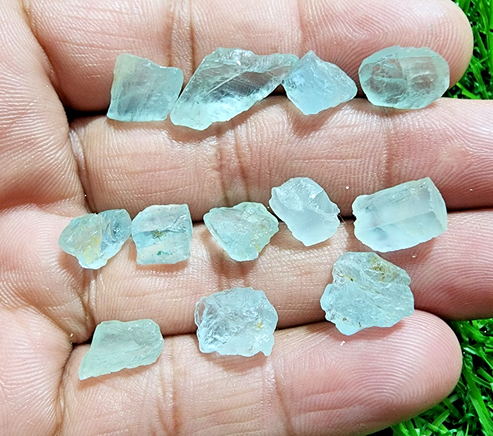 12 Pcs Blue Aquamarine Gemstone Rough Lot 8-20mm Loose Stones Jewelry Making