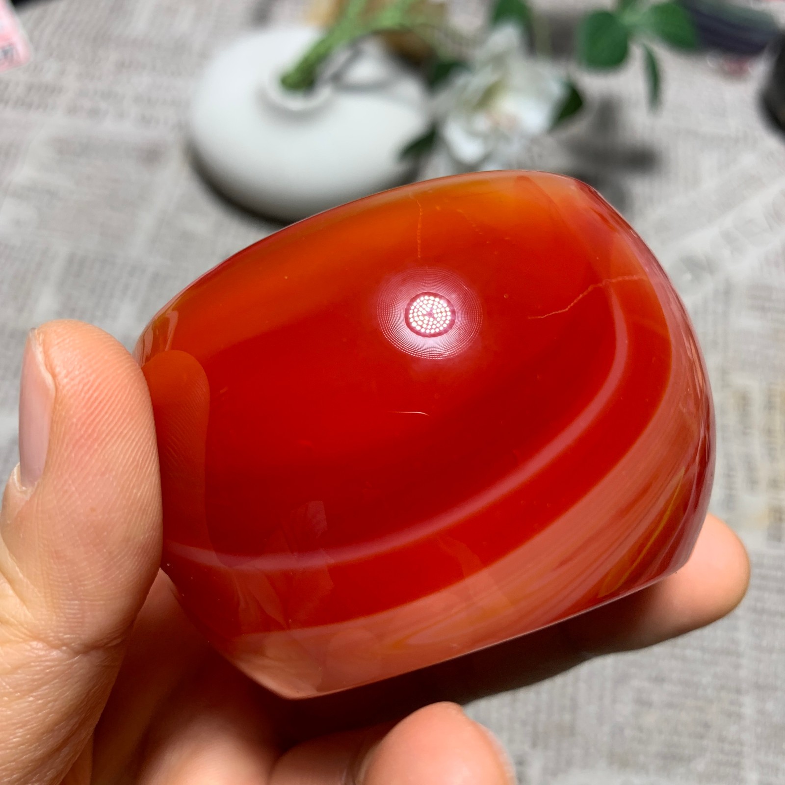 167g Red Agate Bowl Carving Carnelian Cup Glass Cup Reiki Manual Crystal Collect