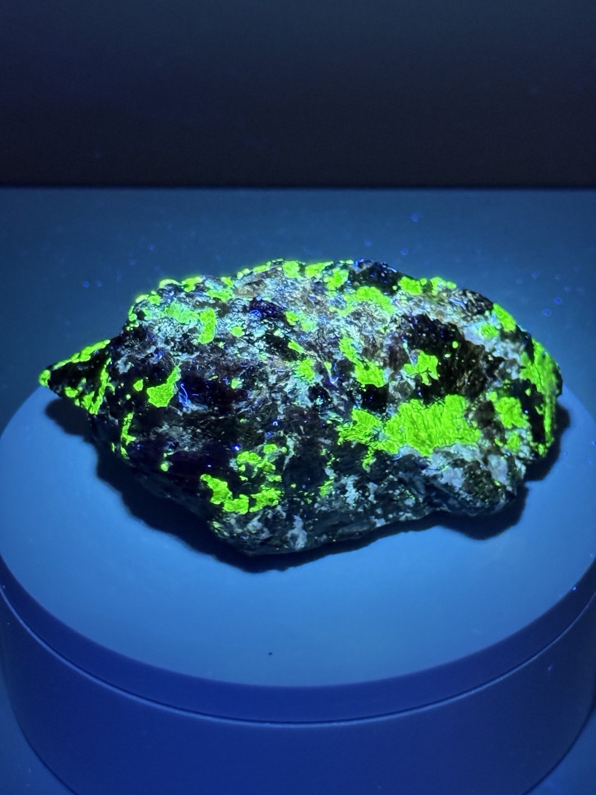 LUMINOUS Hardystonite, Willemite, & Franklinite Fluorescent Mineral Specimen
