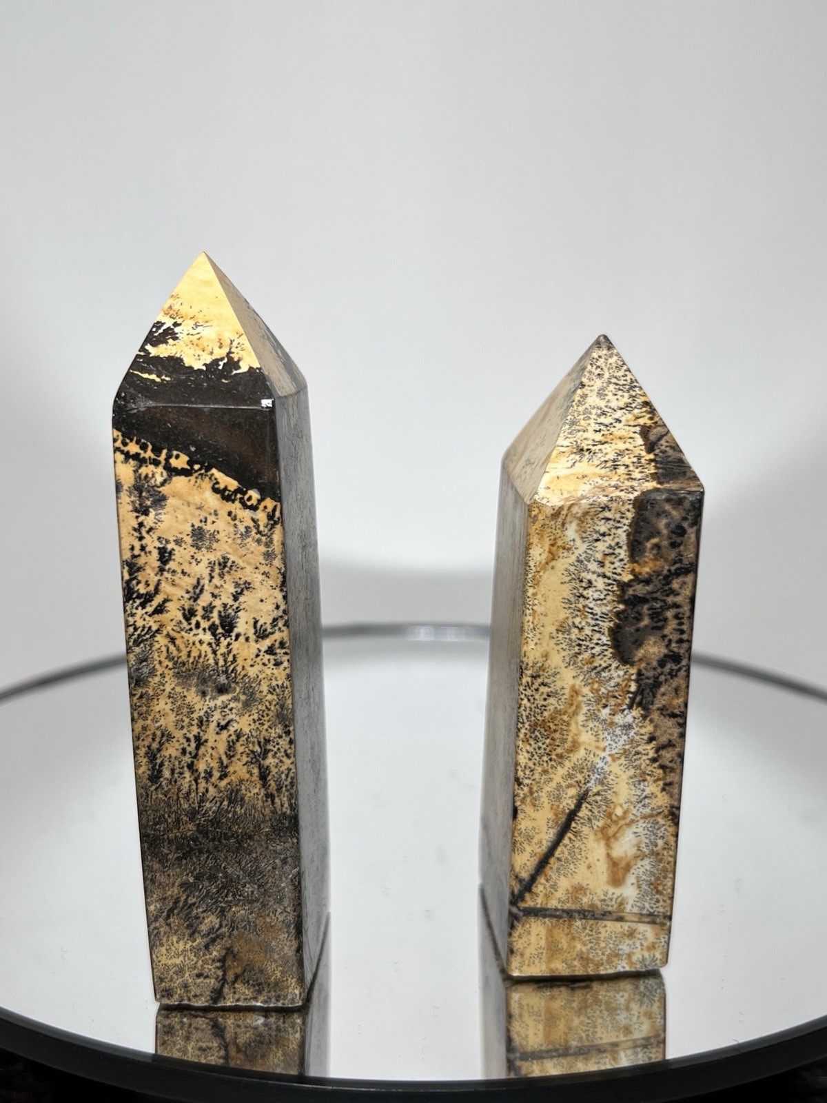 Picture Jasper 3 Piece Set – 2 Towers & Slab w/holder – Measurements In Photos