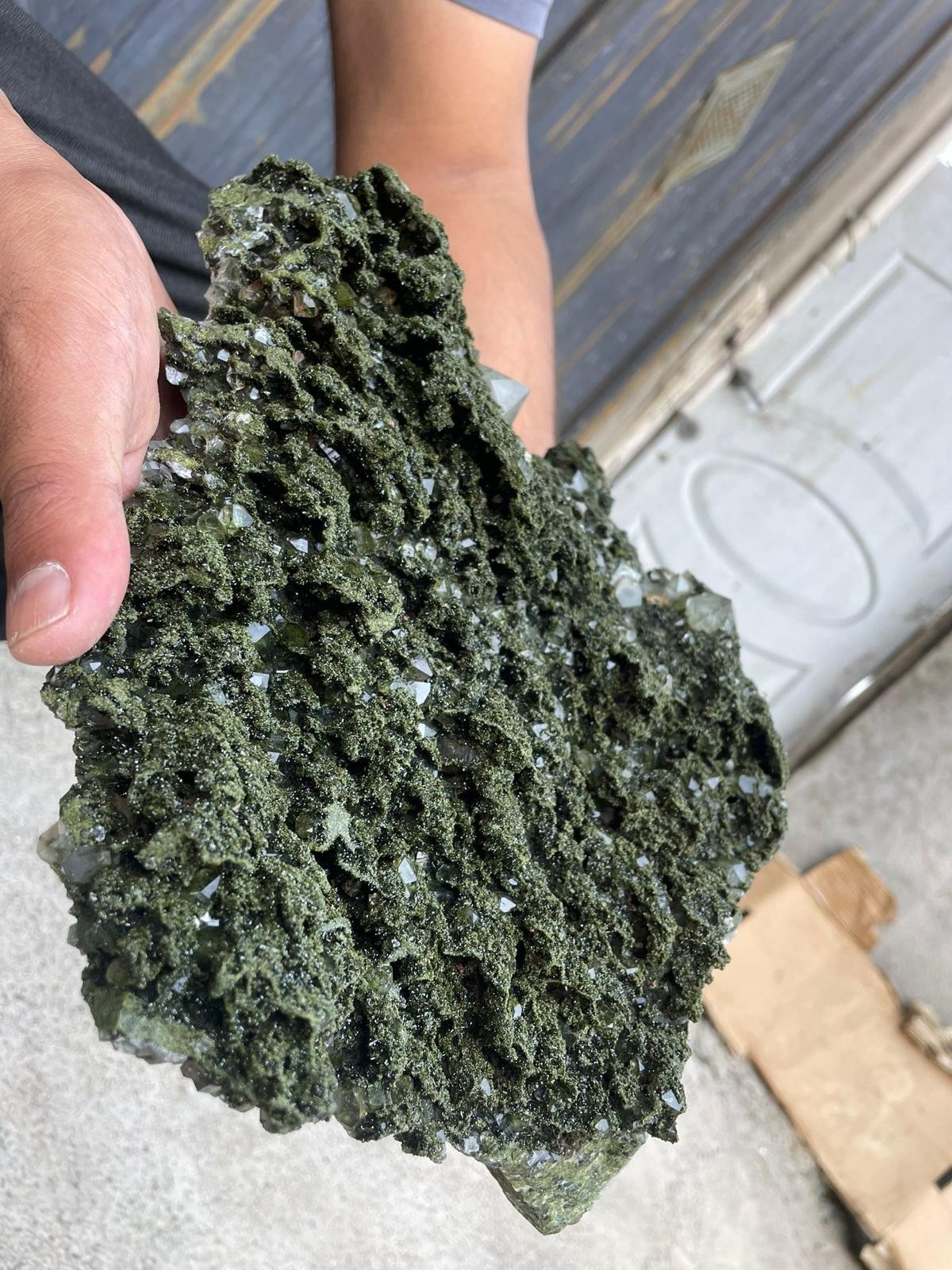 Large Natural Green Mineral Specimen – Believed to be Epidote – Raw Crystal Clus