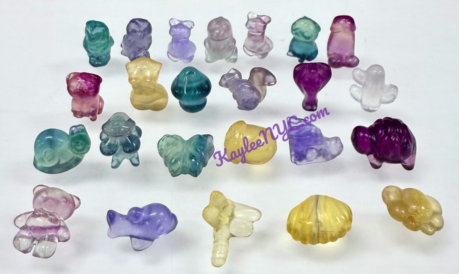 Wholesale Lot 24 Pcs Mix Mini Candy Fluorite Carvings Crystal Healing Energy