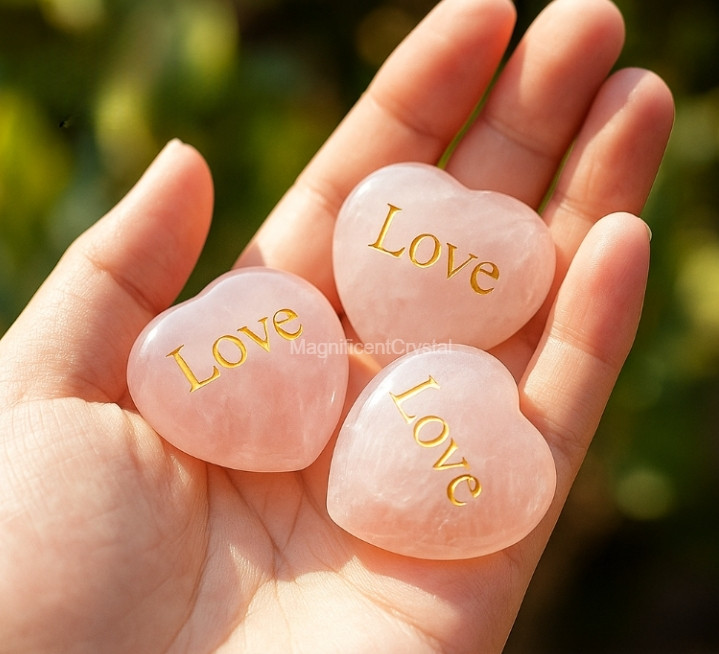 5PCS Pink Heart Love Stone Rose Quartz Crystal Birthday Gifts Healing Home Decor