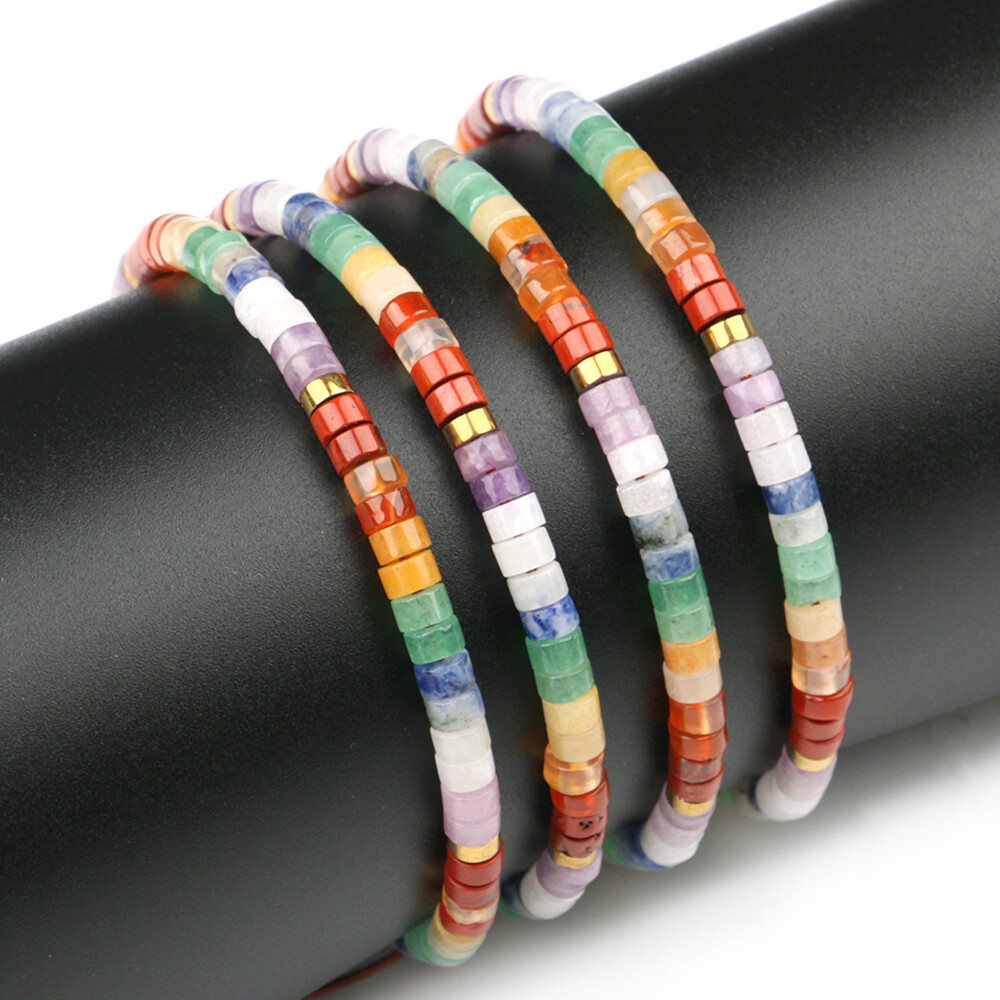 Natural Beaded Crystal Stone Bracelet Handmade Gemstone Dainty Jewelry Healing