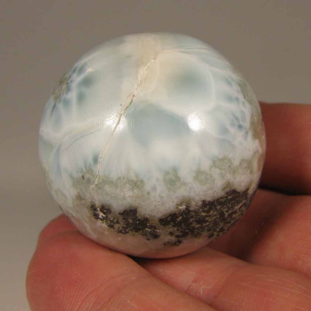 38mm Blue LARIMAR Polished Gemstone Sphere Ball w/ Stand – Dominican Republic