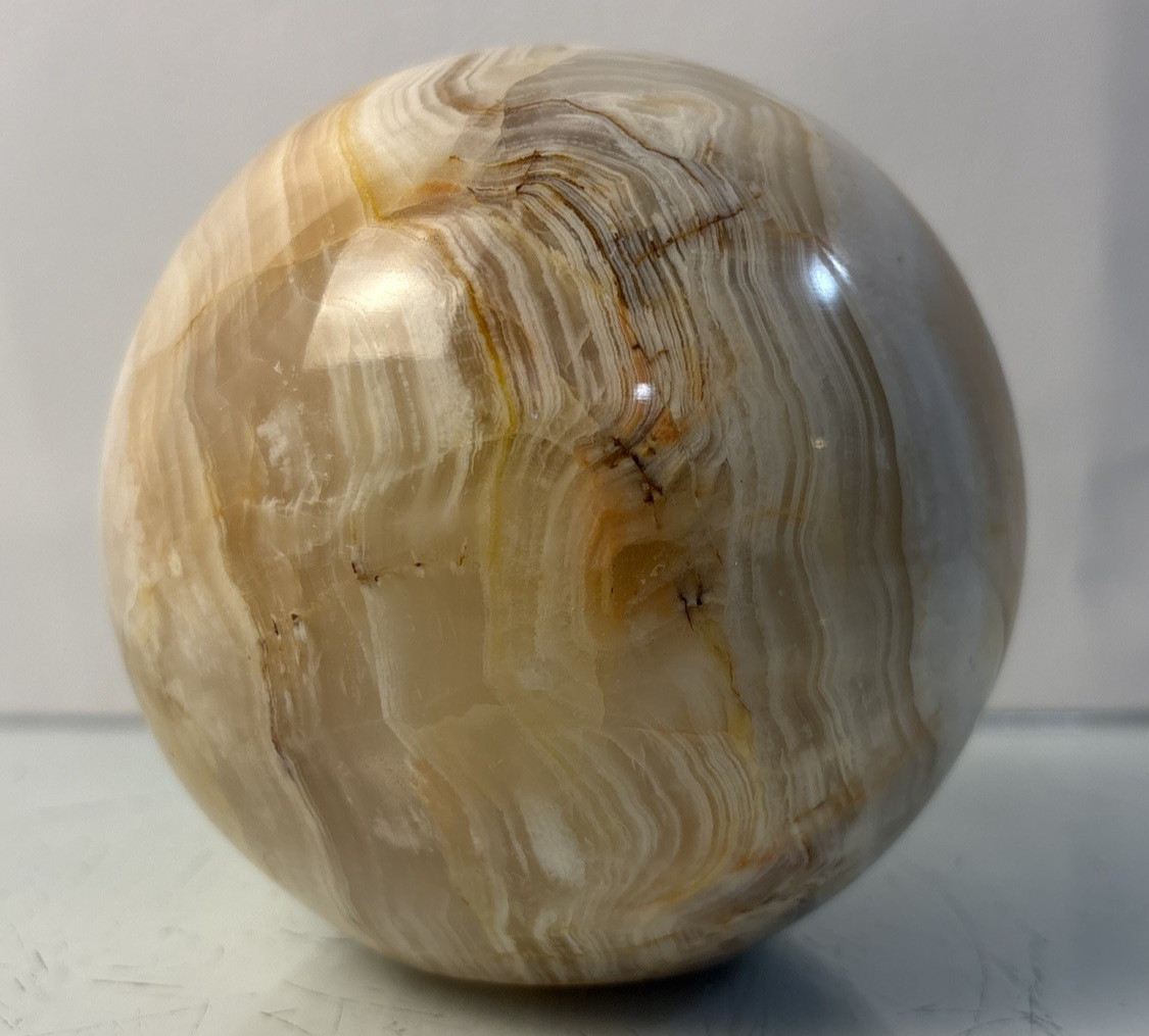 Vintage Marble Stone Sphere Ball Decorative Orb 4in Diameter Display Decor