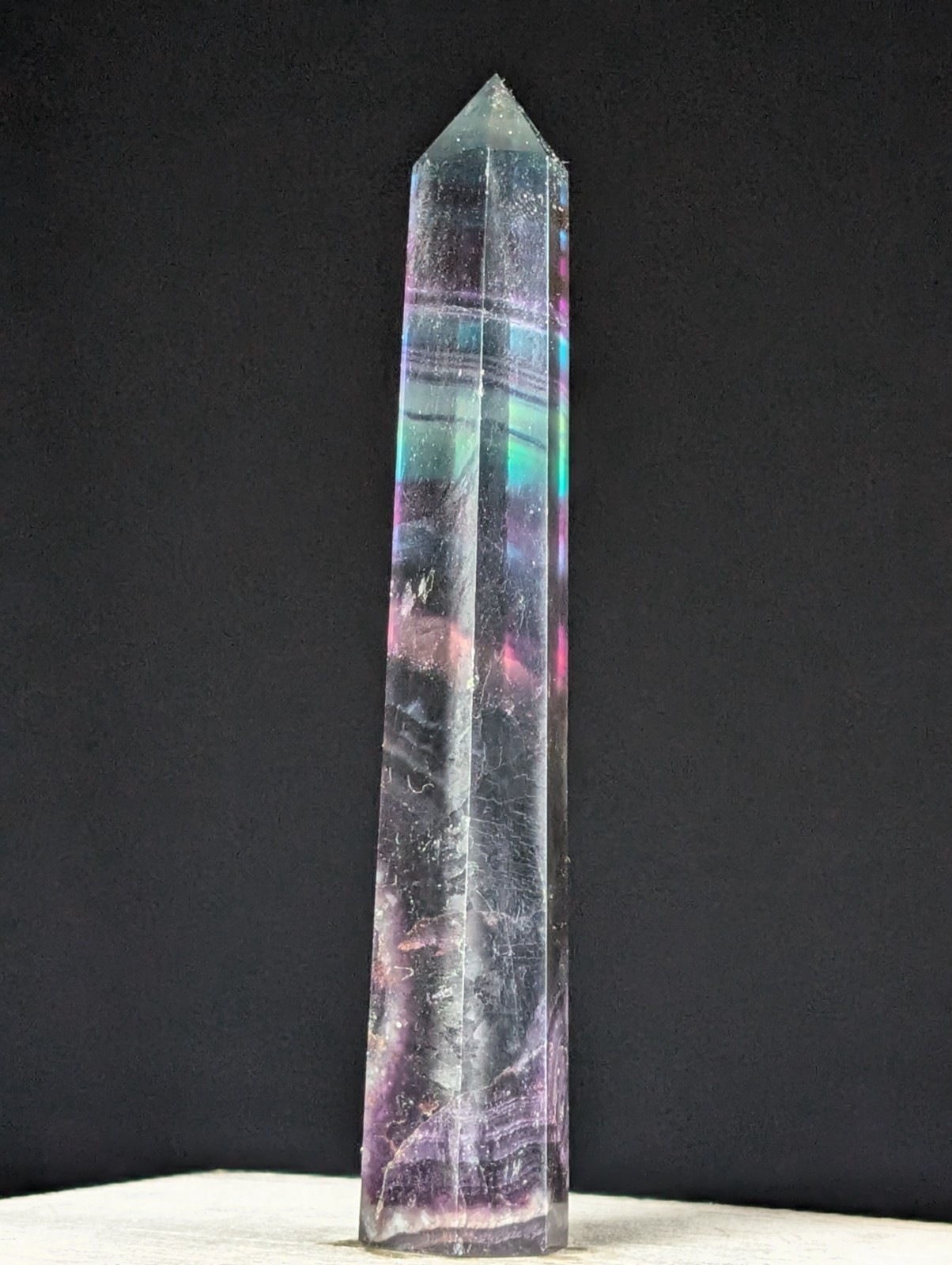 Rainbow Fluorite Tower Crystal Gemstone Large Tall Point Chakra Reiki