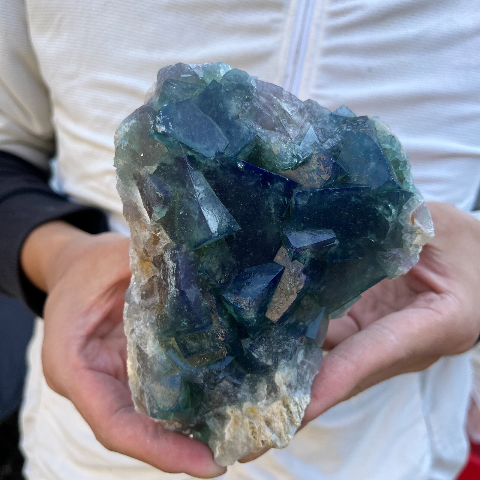 2.2lb Natural cubic green fluorite crystal cluster rough mineral specimen