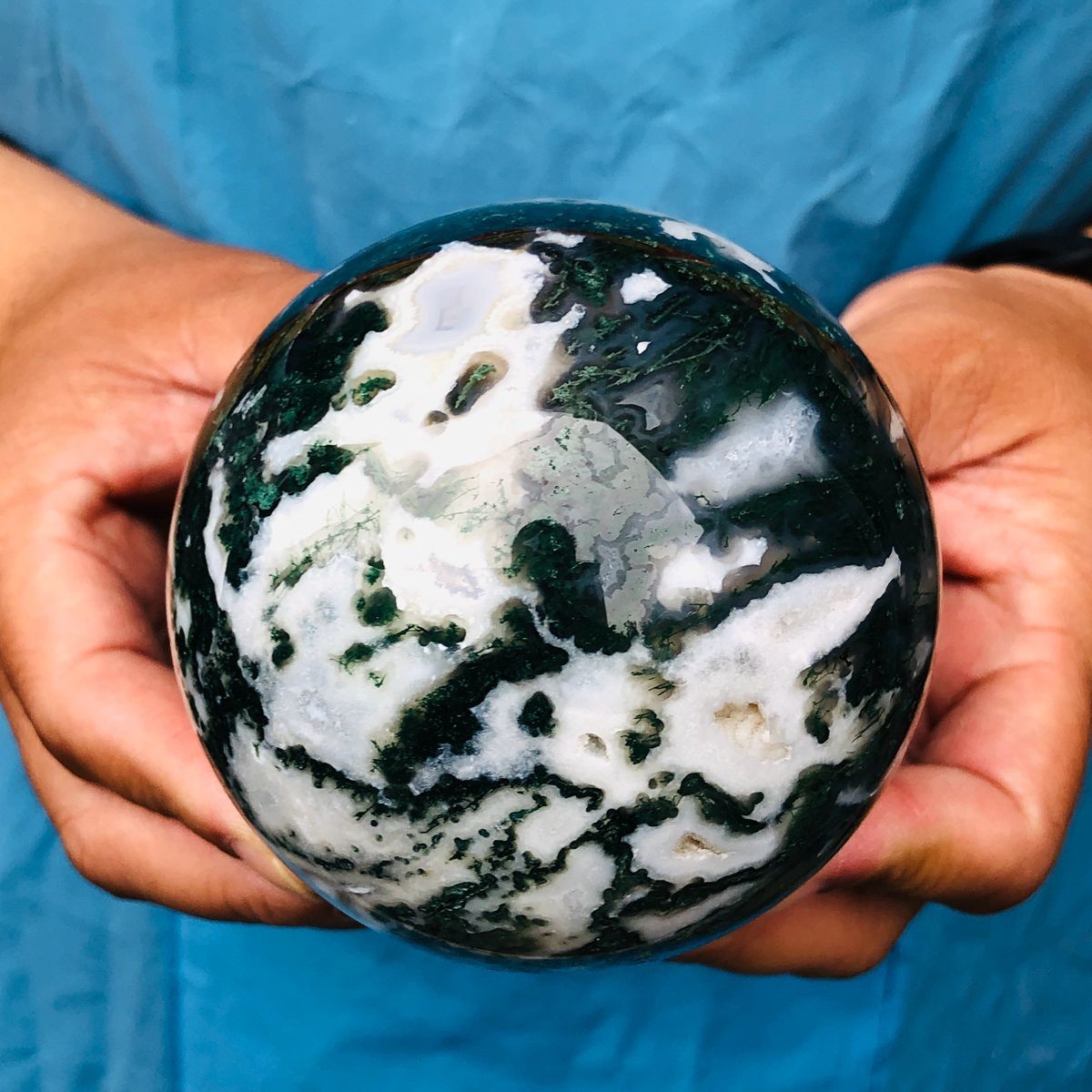 3pcs 5.47LB Natural Water Grass Agate Ball Quartz Crystal Ball Healing 2111