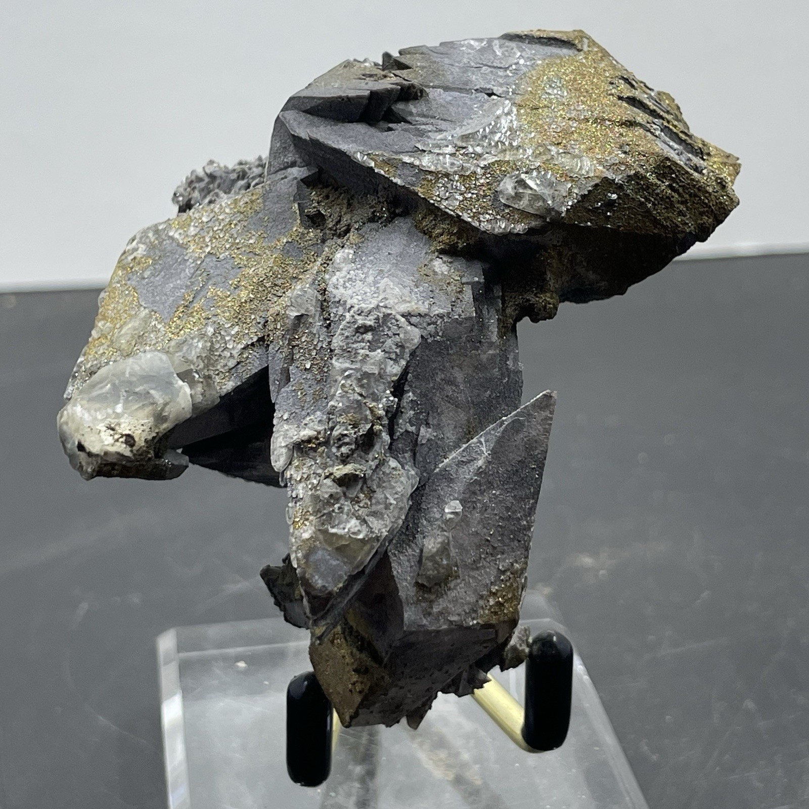 Dogtooth Calcite with Pyrite Crystal Cluster Specimen Mineral