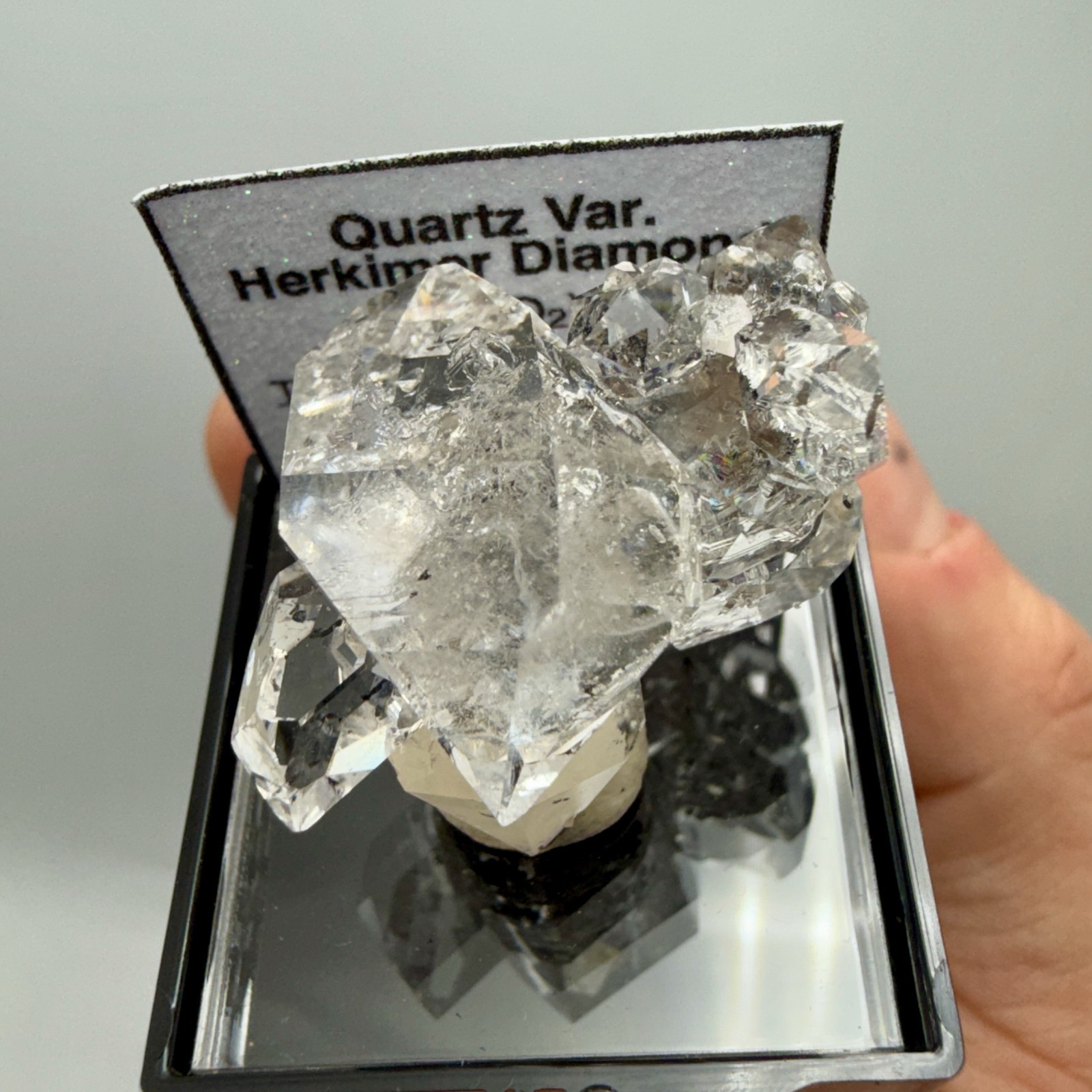 A Grade Herkimer Diamond Gem Cluster, 12 Crystals w/ Minor Black Hydrocarbon