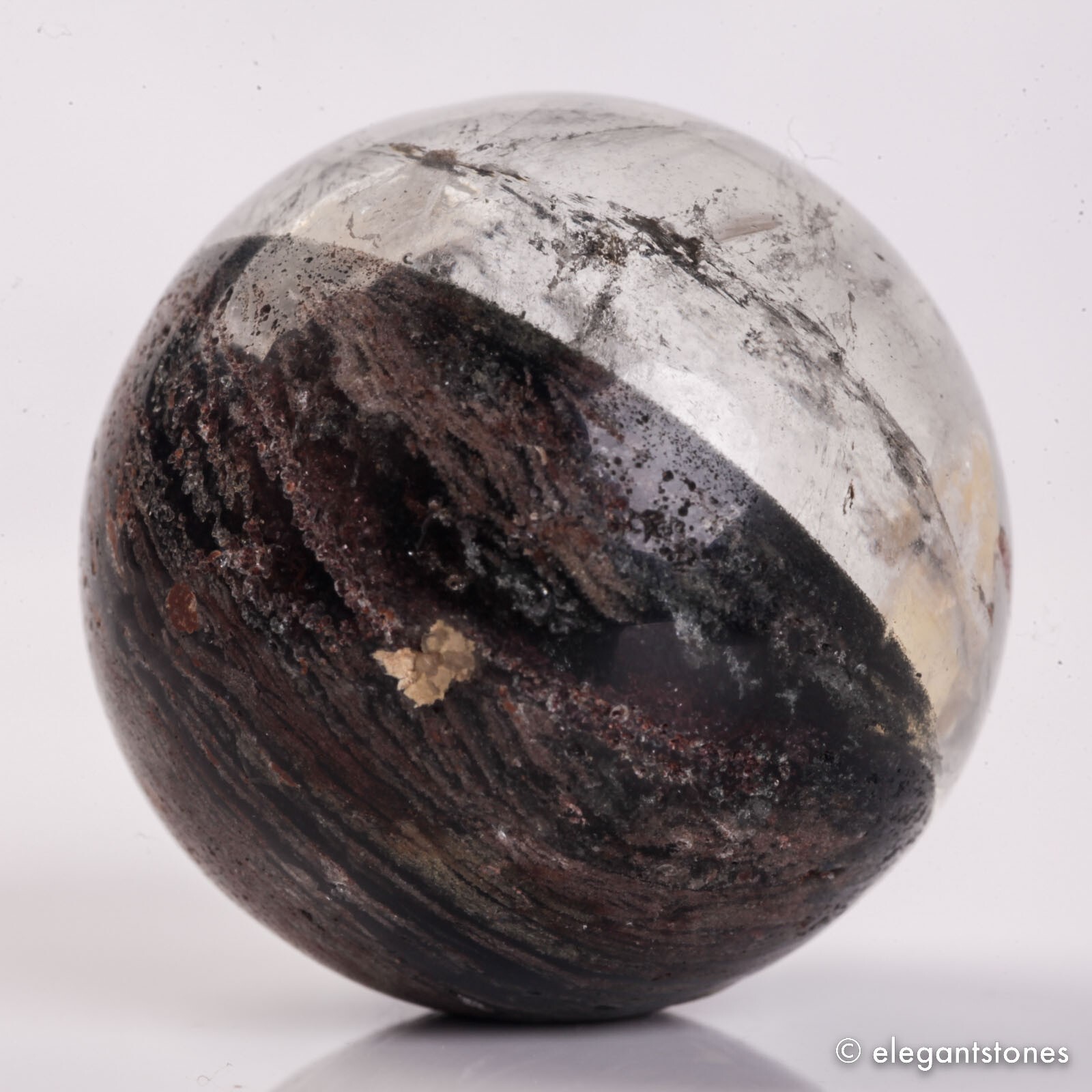 63g36mm Natural Garden/Phantom/Ghost/Lodolite Quartz Crystal Sphere Healing Ball