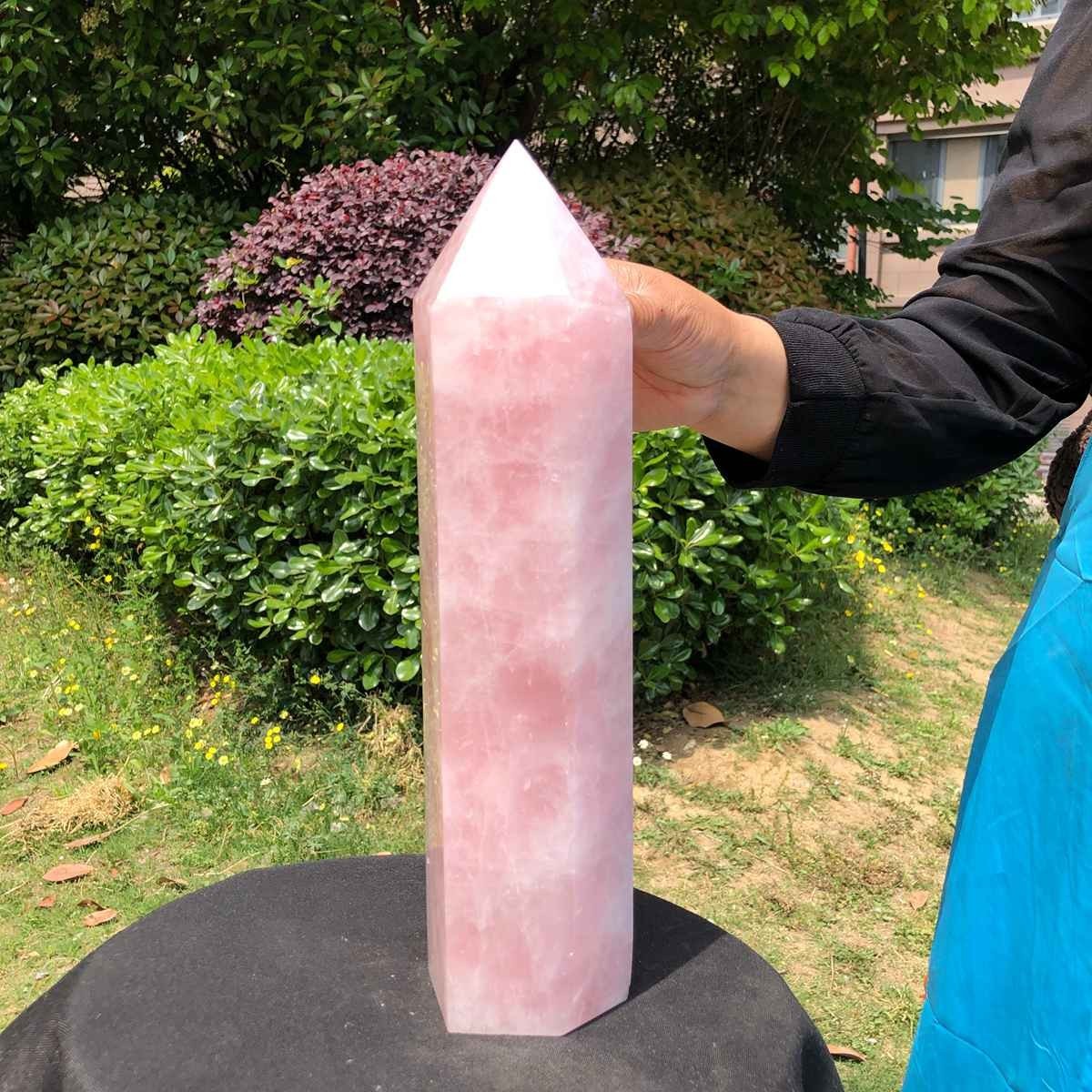 9.19LB Natural rose quartz obelisk pink crystal tower point healing decor