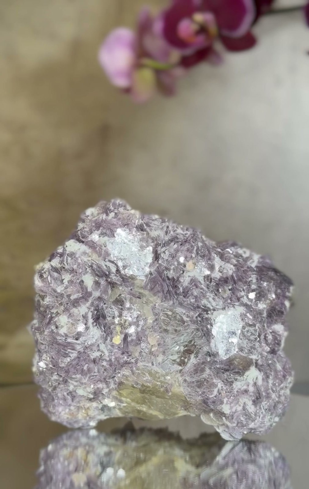 Lepidolite with Quartz Cluster | Sparkling Lilac Purple Mica