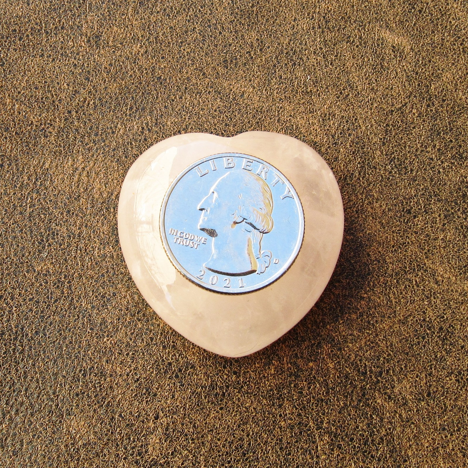 40mm Thick Natural Rose Quartz Stone Heart Palm Stone, No Holes, Light Pink