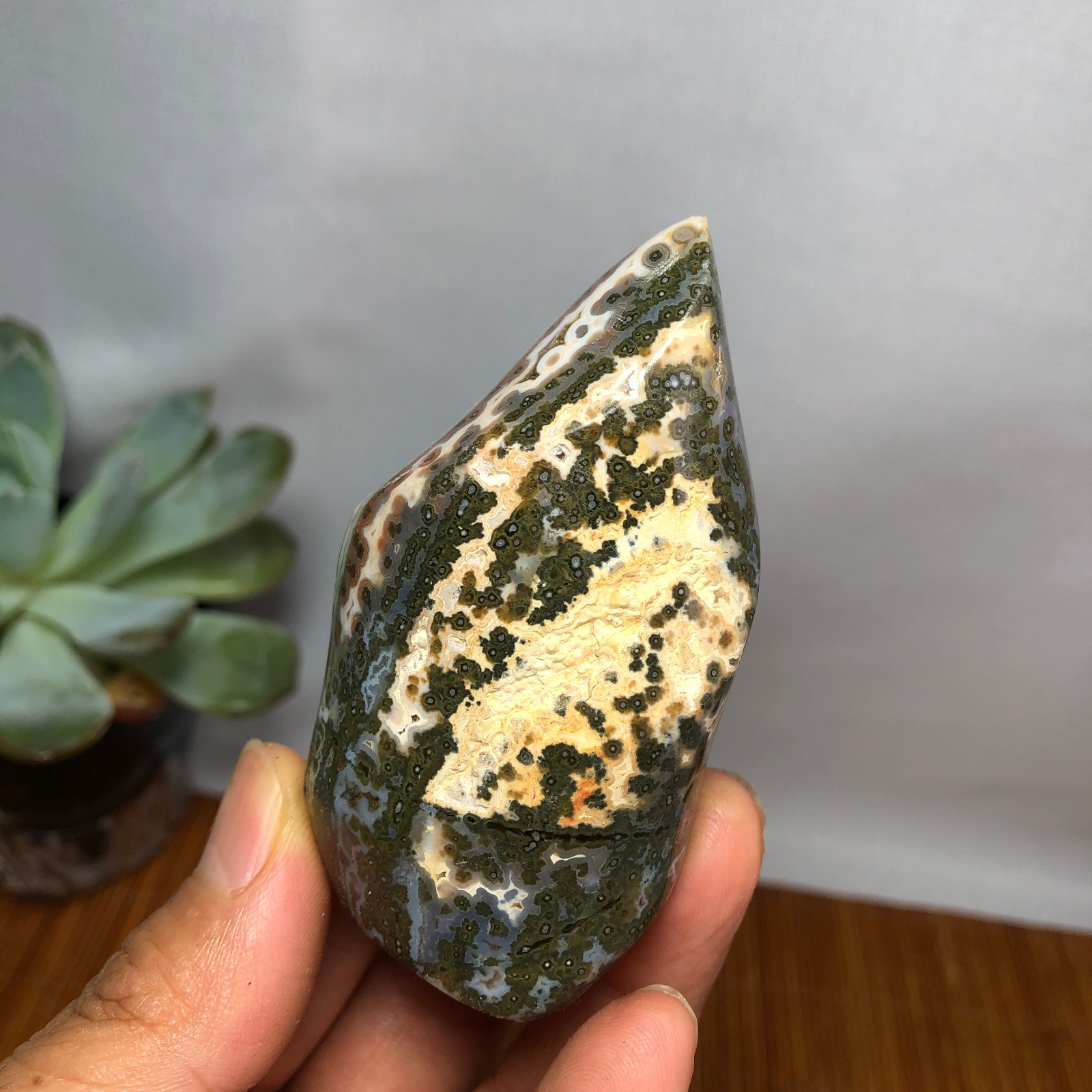 Natural Ocean Jasper torch Hand carve polish/rough Crystal free standing A7188