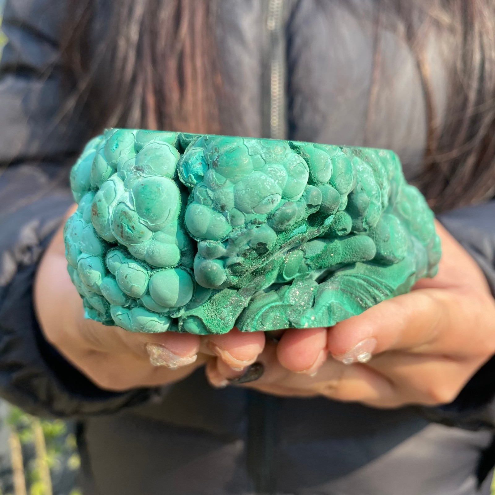 1.8LB Natural Green Malachite Crystal Flaky Pattern Ore Specimen Quartz Healin